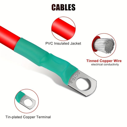 6pcs 12inch Battery Cables, 6AWG Battery Inverter Cables Set, with 5/16" Tinned Copper Lugs, for Cars, Trucks, Boats, Solar