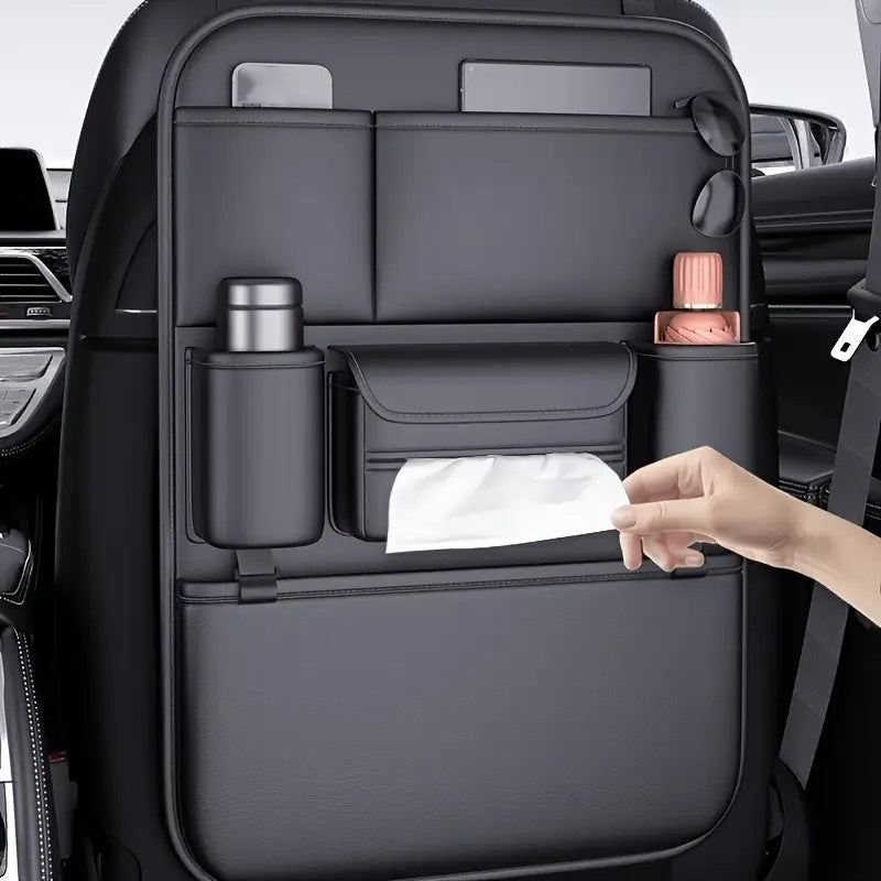 1pc/ 2pcs Faux Leather Car Backrest Organizer with Foldable Table Holder, Car Seat Backrest Protection Pad, And Foldable Car Seat Organizer with Tablet Stand