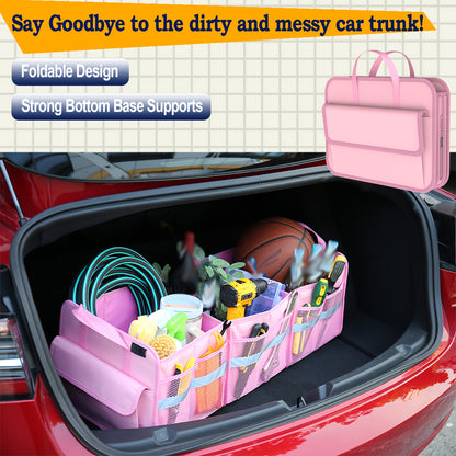 Trunk Organizer For SUV, Large Trunk Organizer For Car, Collapsible Multi-Compartment Car Trunk Organizer, Sturdy Cargo Trunk Storage Organizer, Non Slip Bottom