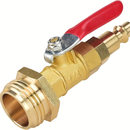 RV Winterize Blowout Adapter with 1/4" Quick Connect Plug And 3/4" Garden Water Hose Threading, Winterize Quick Adapter with Ball Valve RV Water Hoses And Parts, Without Battery