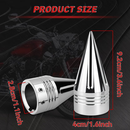 A Pair Of Motorcycle Front Axle Bolt Nut Covers Caps 3. 6" CNC Spike Axle Nut Covers Caps, Fits for Harley Touring, Fits for Street Glide, Fits for Road King, Fits for Electra Glide, Fits for Tri Glide 2008-later