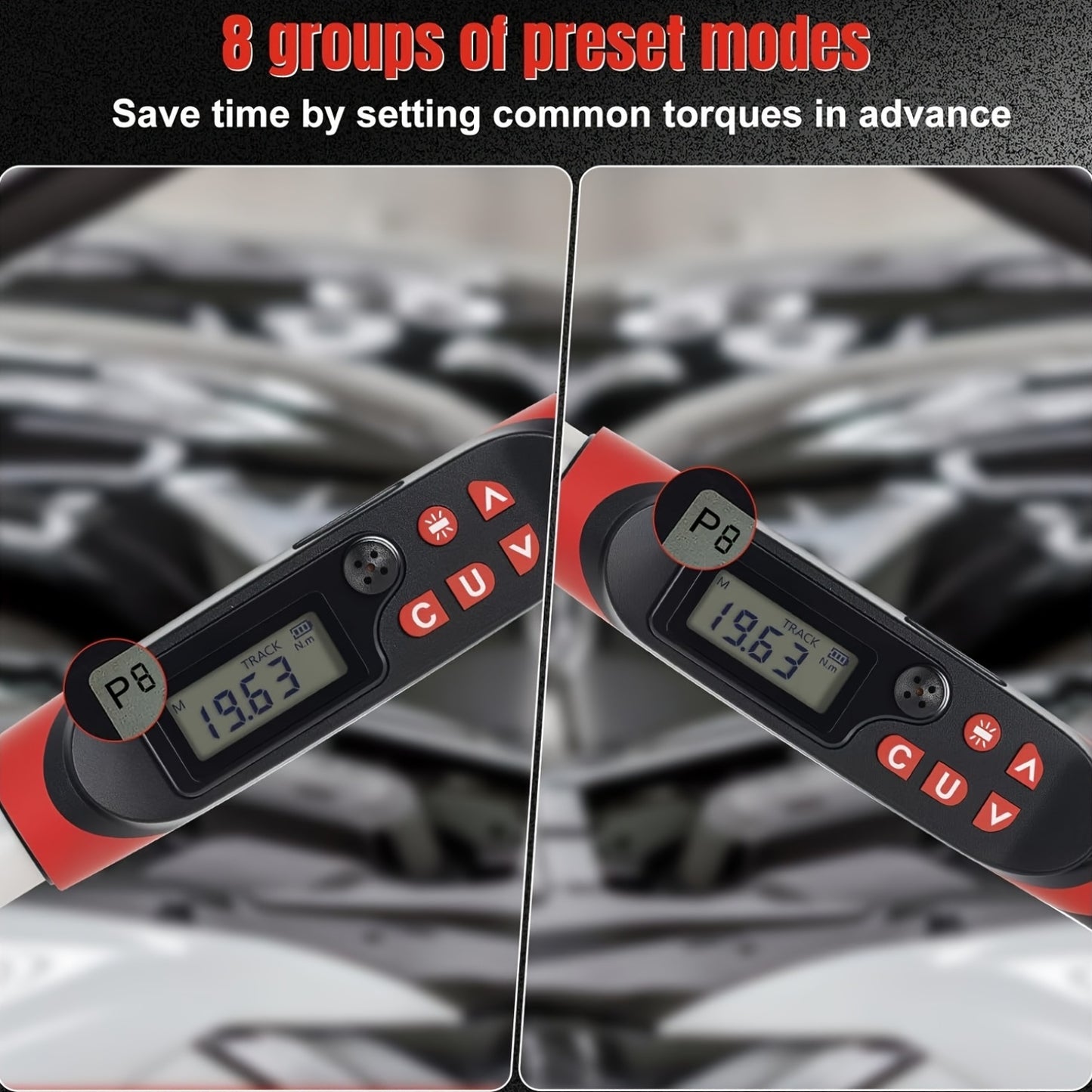 [Digital Torque Wrench] 1/2, 3/8 Inch Drive Digital Torque Wrench, 17-340 Nm (12.5-250.8 Ft-Lb), 6.8-135 Nm (5.02-99.57 Ft-Lb), Electric Torque Wrench With Buzzer And LED, Preset Values And Data Storage, For Bike/Motorcycle/Auto Repairs, Plus And Minus 2%