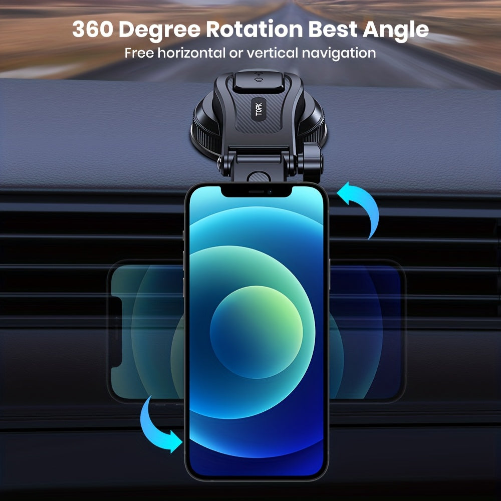 TOPK D50C Magnetic Car Phone Holder Horizontal/Vertical Adjustable Dashboard Mount with Strong Suction, Hands-Free, for iPhone 12/13/14/15/16/17