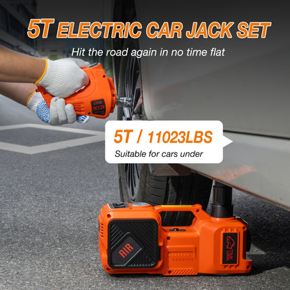 5 Ton Electric Car Jack, Hydraulic Jack And Electric Impact Wrench, Portable Car Lift with Built-in Air Pump, Suitable for SUV MPV Car Truck Tire Replacement Garage Maintenance Easy to Repair Car Tires, Emergency Maintenance Car