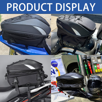 Versatile Motorcycle Rear Bag, 5.81-10.04gal - Synthetic Faux Leather Helmet Backpack with Storage Compartments & Reflective Straps for Off-Road Bikes, Street Motorcycles, And Motorbikes