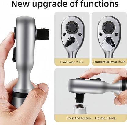 [Digital Torque Wrench] 1/2, 3/8 Inch Drive Digital Torque Wrench, 17-340 Nm (12.5-250.8 Ft-Lb), 6.8-135 Nm (5.02-99.57 Ft-Lb), Electric Torque Wrench With Buzzer And LED, Preset Values And Data Storage, For Bike/Motorcycle/Auto Repairs, Plus And Minus 2%