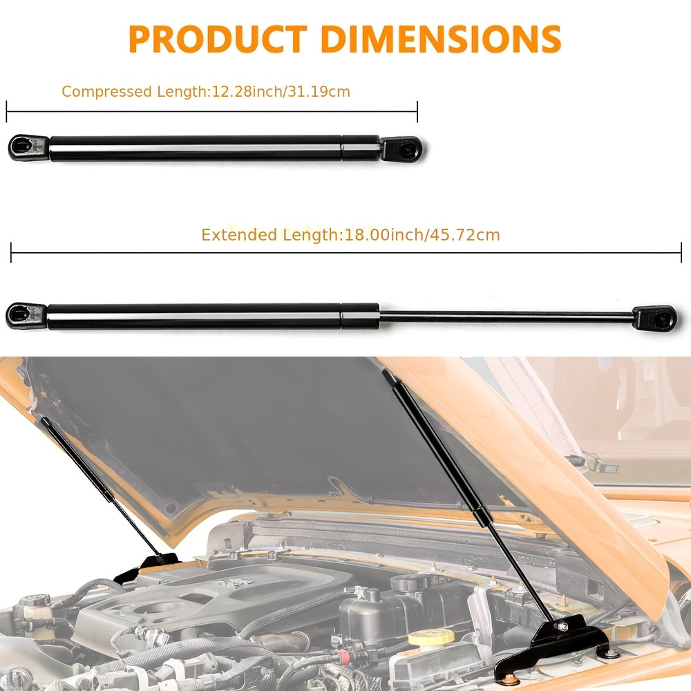 Suitable for 2018-2026 Jeep for Wrangler JL & Gladiator JT 2/4Door-Car Engine Hood Support, Steel Material Car Accessories Quick-Release Hood Gas Spring Strut Replacement Stabilizer Shock Absorber Set Auto Accessories