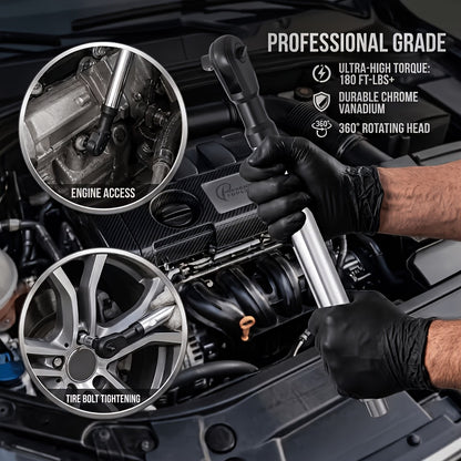 [3-In-1 Impact Wrench] 1/2" Offset Extension Wrench for Impact Drills, Ratchet Extended Wrench, Electric Extended Wrench, 3-In-1 Impact Wrench Extender, Suitable for Confined Spaces