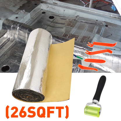 26/22Sqft Sound Deadener Car Heat Shield Noise Reduce Mat with Adhesive Layer Gifts Decorations Tools Free