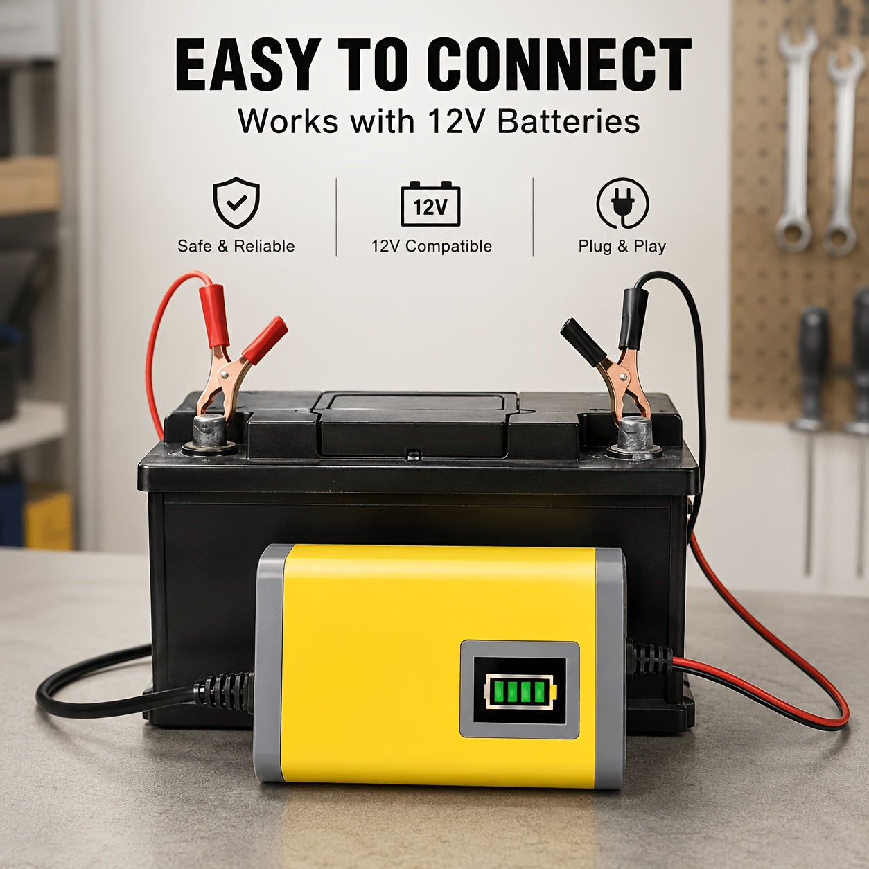12V Intelligent Car Battery Charger - Intelligent Trickle Maintainer And Desulfurizer - Advanced Temperature Compensation Motorcycle Battery Charger for All 2Ah-100Ah Batteries, Car, Truck, Lawn Mower Battery Charger