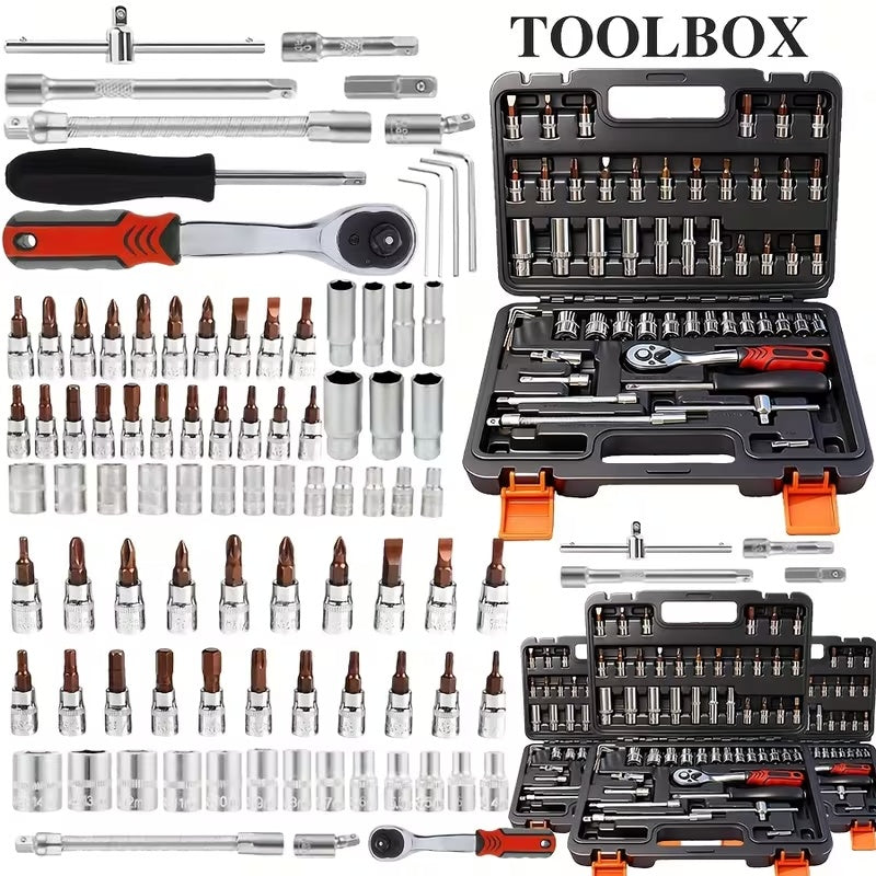 46pcs/53pcs Tool Collection • 1/2 Inch, 1/4 Inch, And 3/8 Inch Drive Depth And Standard Wrench Set • Auto Parts Repair Ratchet Wrenches And Various Other Automotive Tools • Suitable for Automotive And Bicycle Repairs • Christmas Gift