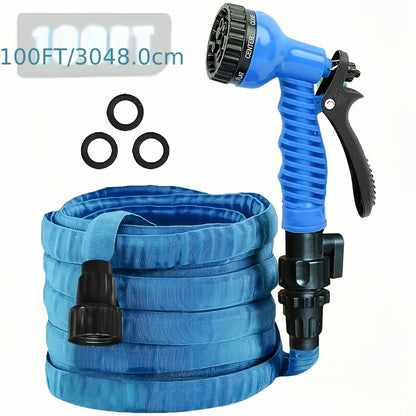 100-Foot Car Wash Hoses Car Cleaning Hose Nozzle with 7 High-Pressure Spray Functions, Lightweight And Portable, Resistant to Twisting, Rustproof Design, Suitable for Car Wash And Car Cleaning Car Care, And Camping Vehicle Use Brand Jayunlab