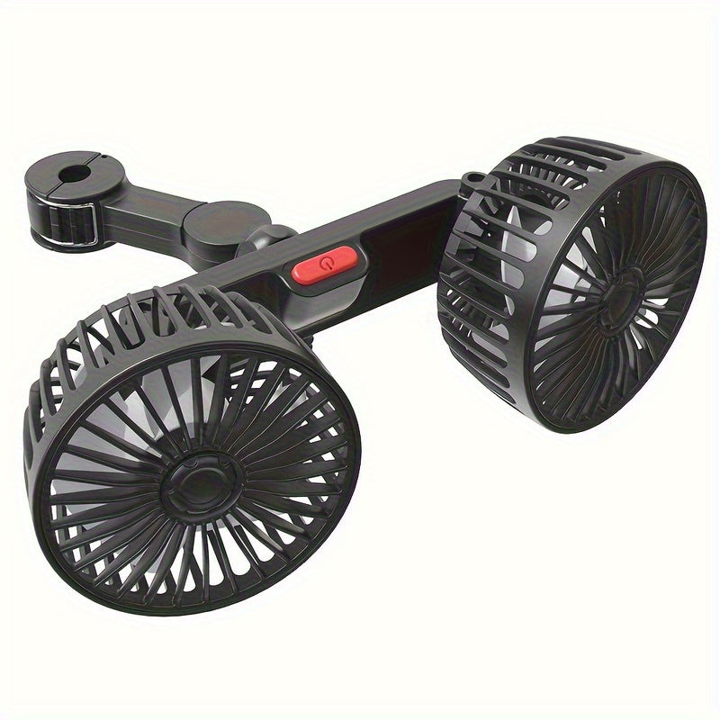 Dual Head Rear Car Fan with Super Powerful Cooling - Quiet Dual Head Fans, Ultra-Low Noise, Foldable Design, Long 70-inch USB Cord, for Cars, Home, Office, Travel - Vehicle Compatibility, Home Ventilation, Sleek Design, Efficient Airflow, Office Workers