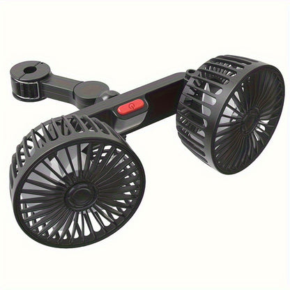 Dual Head Rear Car Fan with Super Powerful Cooling - Quiet Dual Head Fans, Ultra-Low Noise, Foldable Design, Long 70-inch USB Cord, for Cars, Home, Office, Travel - Vehicle Compatibility, Home Ventilation, Sleek Design, Efficient Airflow, Office Workers