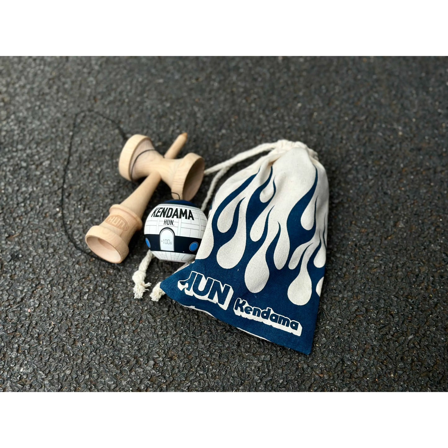 HUN Kendama Cotton Linen Carry Bag – Blue Flame