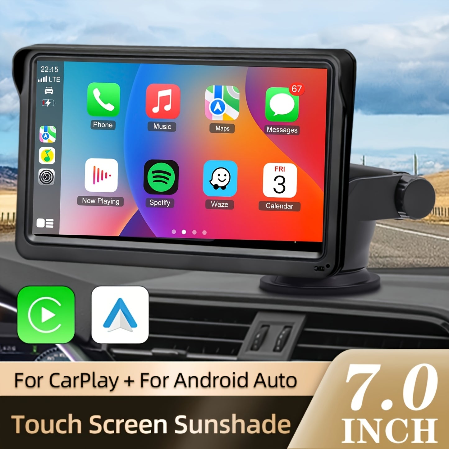 2026 New 7-inch Car Display With Built-in Audio System, Ultra HD Touchscreen, Backup Camera, Wireless Connectivity, GPS Navigation, Supports CarPlay And Android Auto, Mirror Link, FM Radio. Opional 10.26" 9" Carplay Wireless Car