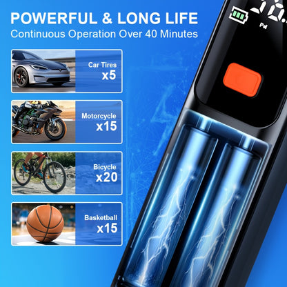 Portable Car Air Pump | Fast Air Filling, Digital LED Tire Pump, Automatic Tire Pressure Detection, Wireless Air Compressor - Suitable For Car, Bicycle, Motorcycle Tires, Basketball Inflating, USB Charging, Rechargeable Battery