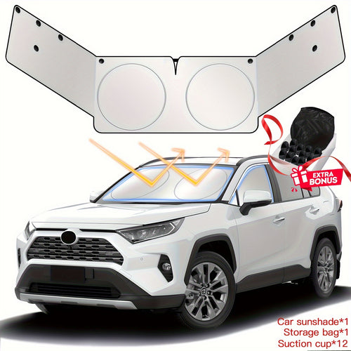 2026 NEW Windshield Sunshade Large Upgraded Universal Front And Side Window Sun Cover Block Sun Heat Protect Vehicle Interior Accessories Sunshades Prevent Prying And Protect Privacy, with Super Adsorption Suction Cups, Summer Gift for Can(M/L)