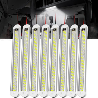 4/8pcs 12V LED Interior Light Bar | 120LEDs 1500LM 8W DC, with ON/OFF Switch, for Enclosed Cargo Trailer, RV Van, Truck, Lorry, Camper, Boat, Caravan, Without Battery