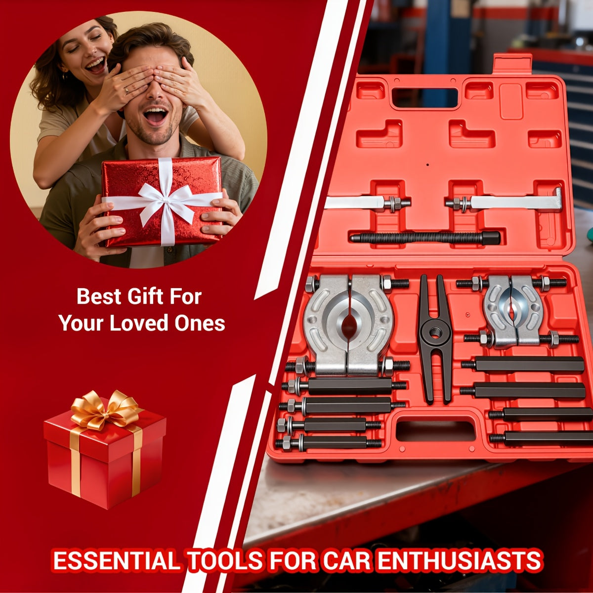 9/12/14pcs Bearing Puller And Splitter Kit, Wheel Hub Axle Puller Set, 5 Ton Capacity Bearing Separator with 2' And 3' Bearing Separator Jaws, Pinion Bearing Puller And Wheel Removal Tool for Auto Motorcycle Repair| Gift for Husband And Dad