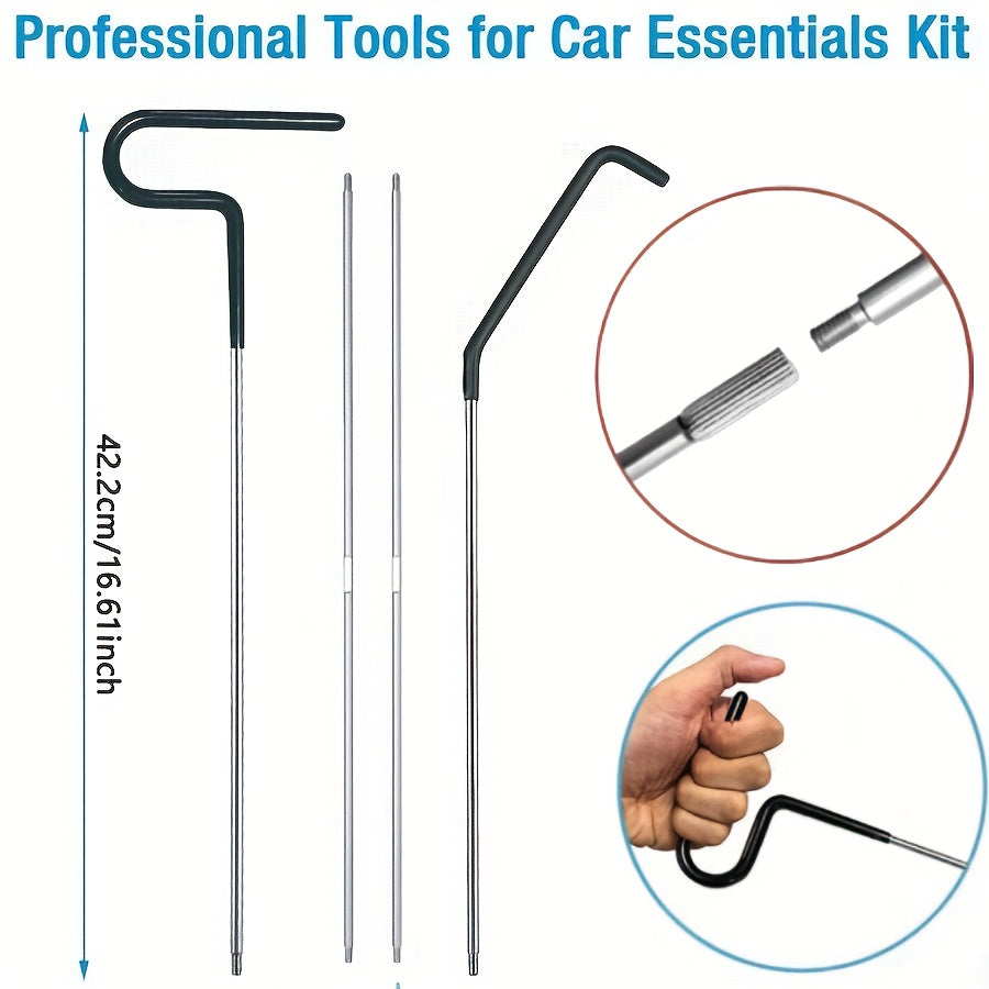 Car Repair Tool Kit, Stainless Steel Assorted, Wheel Pin Puller Dent Repair Tools Long Distance Hook Tool Pull Hook J-Hook, Essential Automotive Tools Sets, 18/23pcs