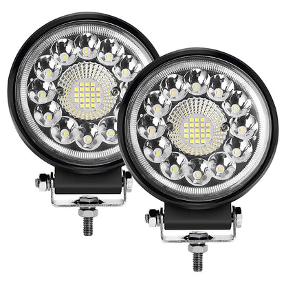 Set of 2 Round LED Off-Road Light Pods, 4.5 Inches, 42 Watts, Designed for Off-Road Driving, Suitable for 12V Vehicles Like Trucks, Tractors, Atvs, And Boats, Without Battery