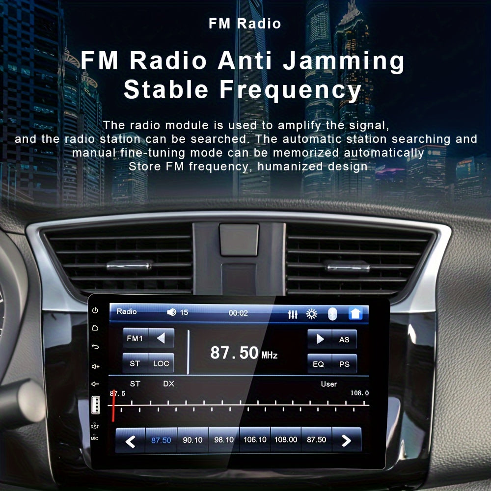 1 Din 9-Inch Car MP5 Player Stereo Radio with 2.5D HD 1080P Touch Screen, Supports Mirror Link, FM, AUX, Includes External Microphone And Rear View Camera