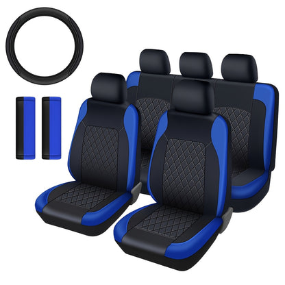 Deluxe All-Season Quilted PU Leather Car Seat Covers - Comfy Sponge-Padding, Universal Fit, christmas gifts