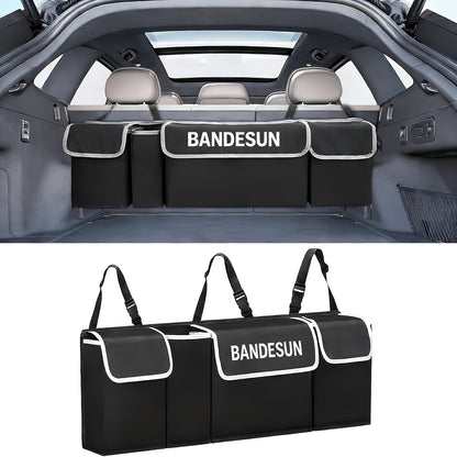 Rear Seat Hanging Storage Bag, Car Trunk Organization And Storage for SUV, Truck, MPV, Foldable Cargo Storage Bag with 4 Pockets, More Storage Space for SUV