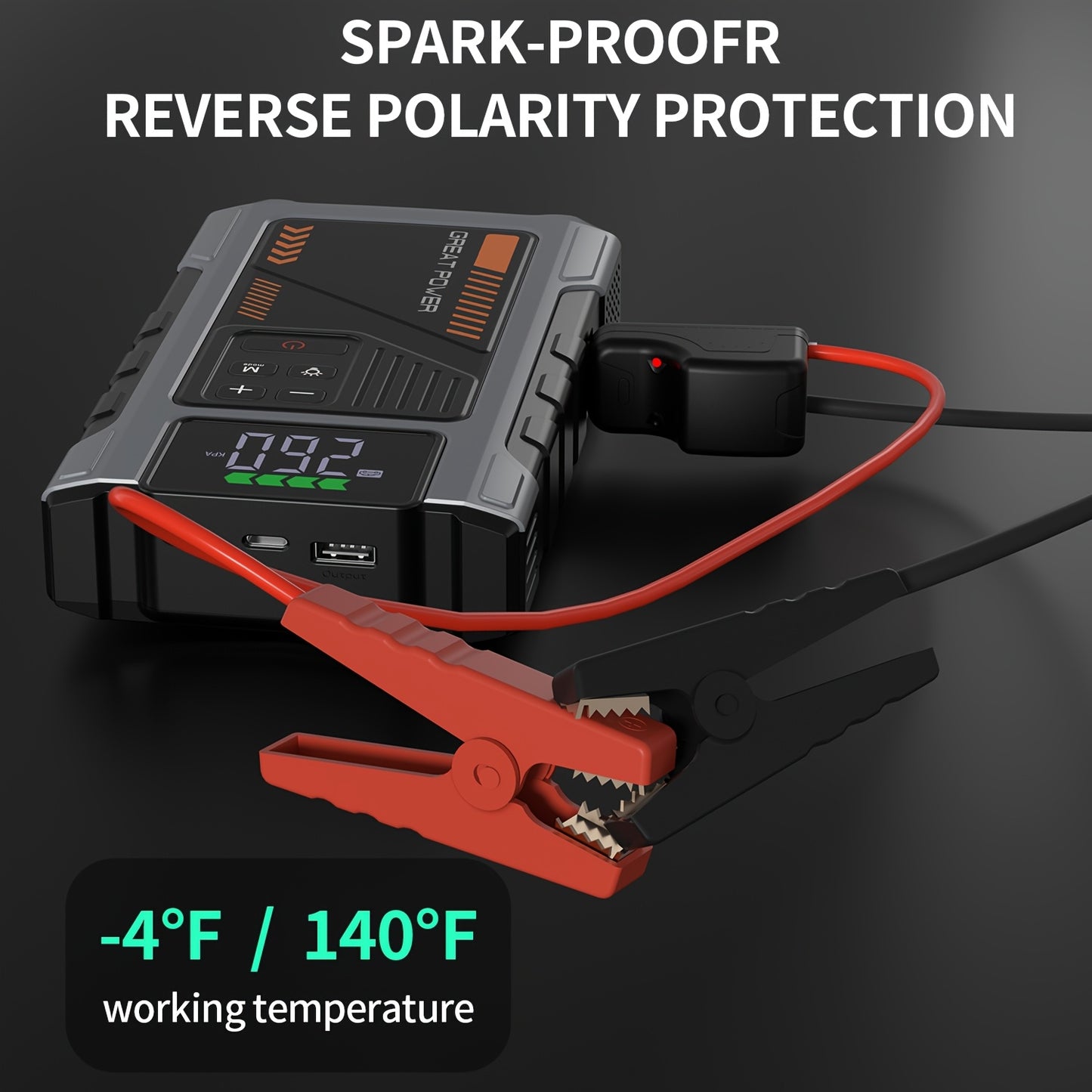 Portable Car Jump Starter with Air Compressor, Jump Starter for Car, 5000A Peak(2.11gal Gas, 1.72gal Diesel) with 150 PSI Tire Inflator, 12V Car Battery Jump Power Pack, Car Jumper Starter Portable, 5in 1 Function Jump, Battery Charger, Smart Cables