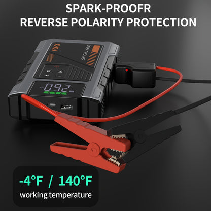 Portable Car Jump Starter with Air Compressor, Jump Starter for Car, 5000A Peak(2.11gal Gas, 1.72gal Diesel) with 150 PSI Tire Inflator, 12V Car Battery Jump Power Pack, Car Jumper Starter Portable, 5in 1 Function Jump, Battery Charger, Smart Cables