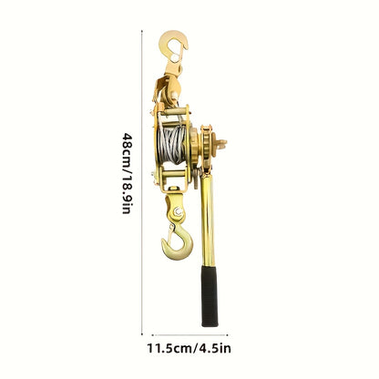 [Heavy Duty Winch] Heavy Duty Manual Winch, Cable Puller - Cargo Binding And Tightening Strap with 2 Hooks, Steel Wire Rope, Portable Tire Reinforcement Winch Manual Trailer, Equipment Transport Material Cable Tightening