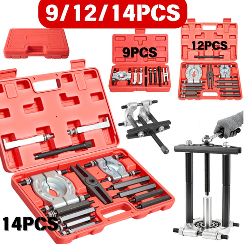 9/12/14pcs Bearing Puller And Splitter Kit, Wheel Hub Axle Puller Set, 5 Ton Capacity Bearing Separator with 2' And 3' Bearing Separator Jaws, Pinion Bearing Puller And Wheel Removal Tool for Auto Motorcycle Repair| Gift for Husband And Dad