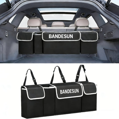 Rear Seat Hanging Storage Bag, Car Trunk Organization And Storage for SUV, Truck, MPV, Foldable Cargo Storage Bag with 4 Pockets, More Storage Space for SUV