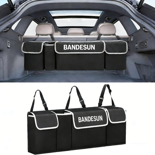 Rear Seat Hanging Storage Bag, Car Trunk Organization And Storage for SUV, Truck, MPV, Foldable Cargo Storage Bag with 4 Pockets, More Storage Space for SUV