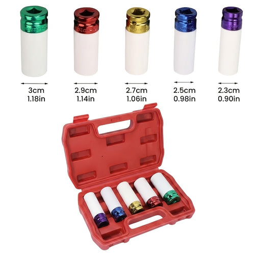 5pcs 1/2"""" Lug Nut Socket Set - Protect Your Tires And Wheels With Deep Impact Sockets