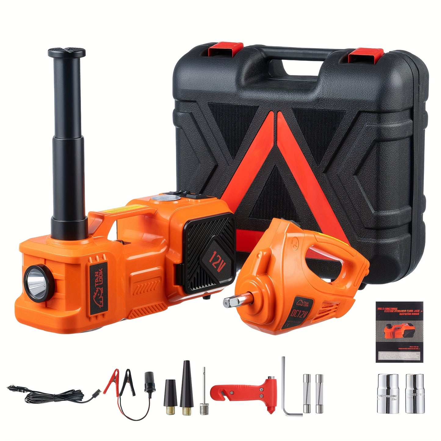 5 Ton Electric Car Jack, Hydraulic Jack And Electric Impact Wrench, Portable Car Lift with Built-in Air Pump, Suitable for SUV MPV Car Truck Tire Replacement Garage Maintenance Easy to Repair Car Tires, Emergency Maintenance Car