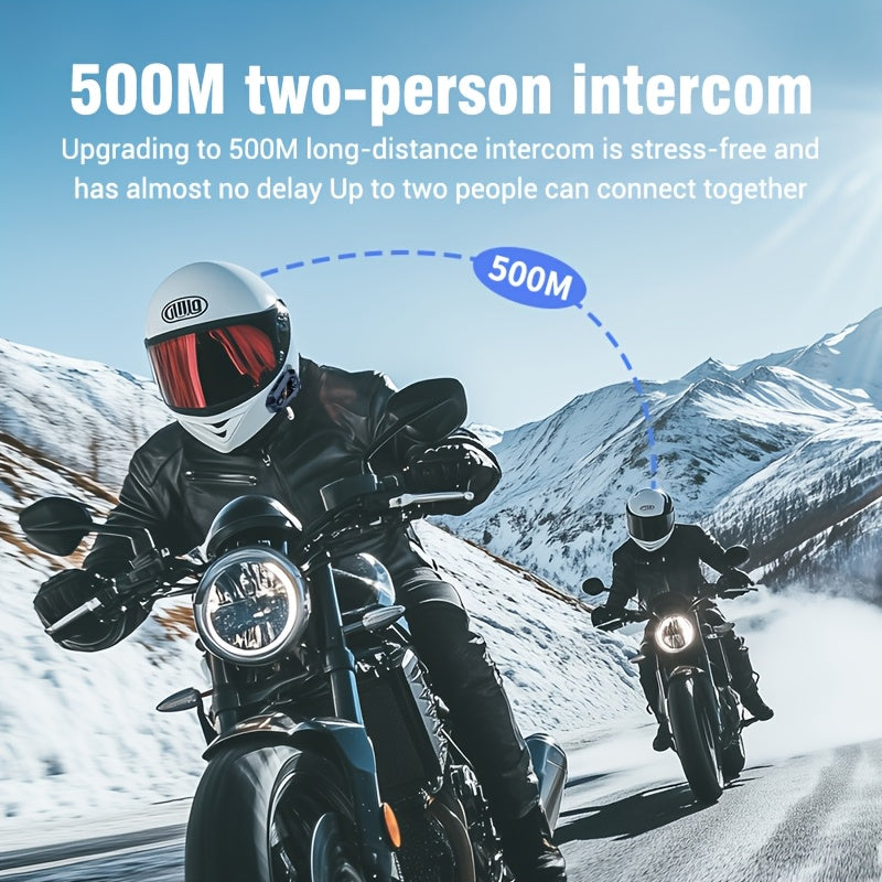 Motorcycle Helmet Wireless Intercom Headset-500M Intercom And Group Chat Mode, LED Screen Digital Display, Wireless 5.4/Noise-Cancelling/Voice Control/Fm Radio, Suitable for Unisex Outdoor, Off-Road And Riding Scenarios