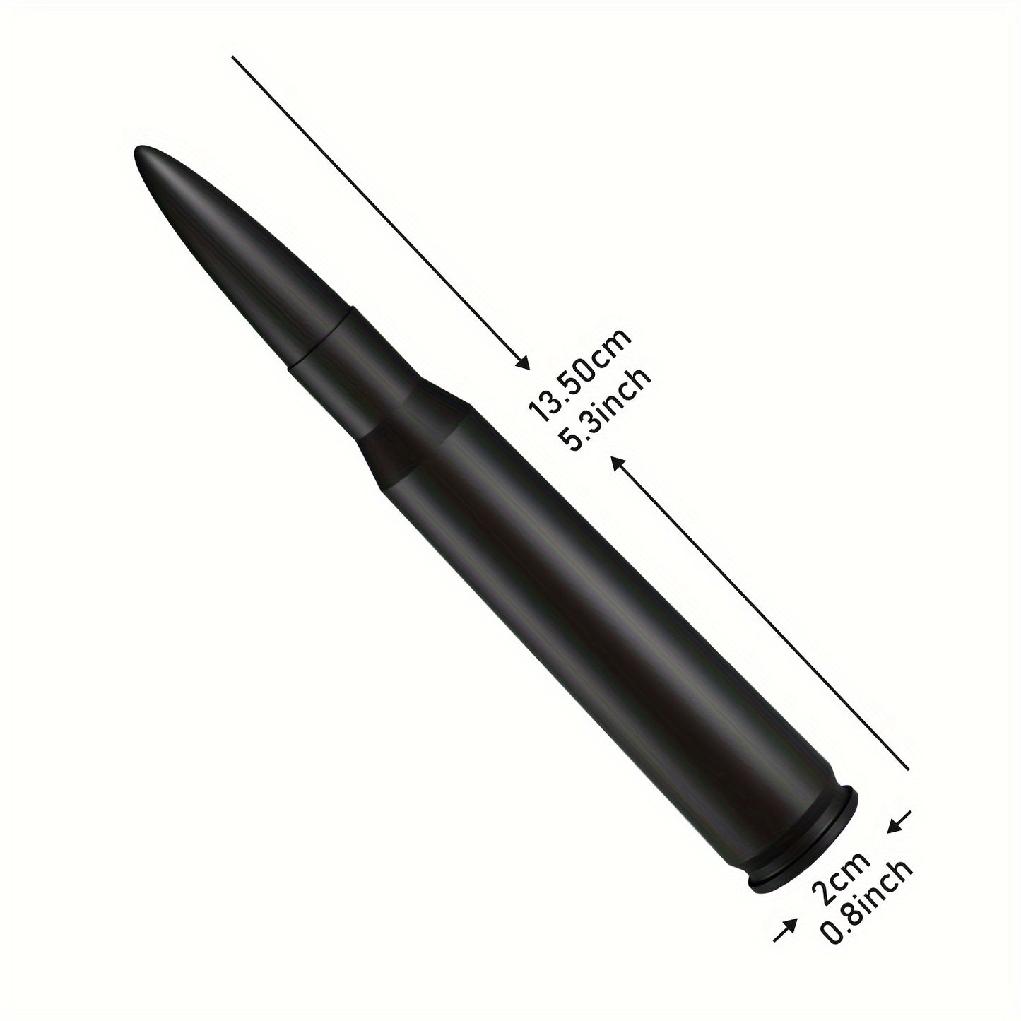 Universal 50 Cal Bullet Antenna for Truck | Compatible with Chevy Silverado, for Ford Bronco F150, for Ram 1500, for GMC Sierra, for Jeep for Wrangler, for Toyota Tundra | Black 5.3 Inch, Aluminum Alloy Material, Without Battery