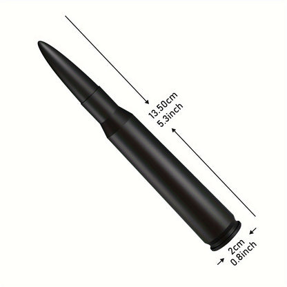 Universal 50 Cal Bullet Antenna for Truck | Compatible with Chevy Silverado, for Ford Bronco F150, for Ram 1500, for GMC Sierra, for Jeep for Wrangler, for Toyota Tundra | Black 5.3 Inch, Aluminum Alloy Material, Without Battery