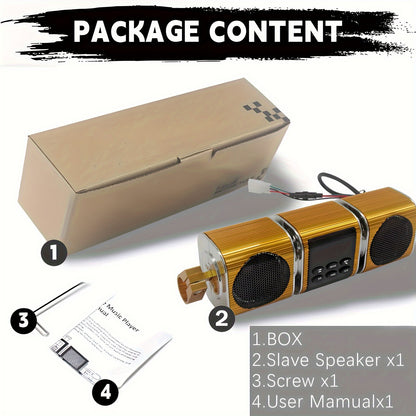 KORBROS Motorcycle Sound Bar With Built-in Amplifier - Wireless, IPX5 Waterproof, USB & AUX Inputs, FM Radio, 12V Metal MP3 Player For Off-Road Bikes, Without Battery