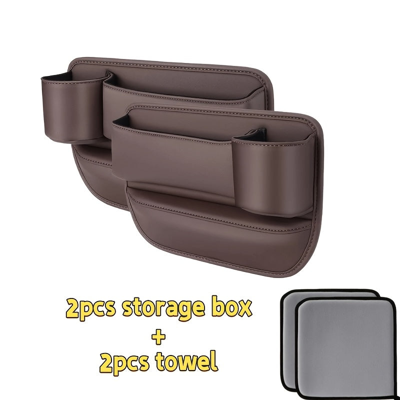 2pcs Storage Box + 2pcs File/1pc Storage Box + 1pc Towel Car Seat Gap Organizer Storage Box Pocket Multifunction Universal Wallet Keys Card Cup Phone Holder Auto Interior Accessories Car Storage Boxes|car Accessories Clearance|car Seat Side Filler