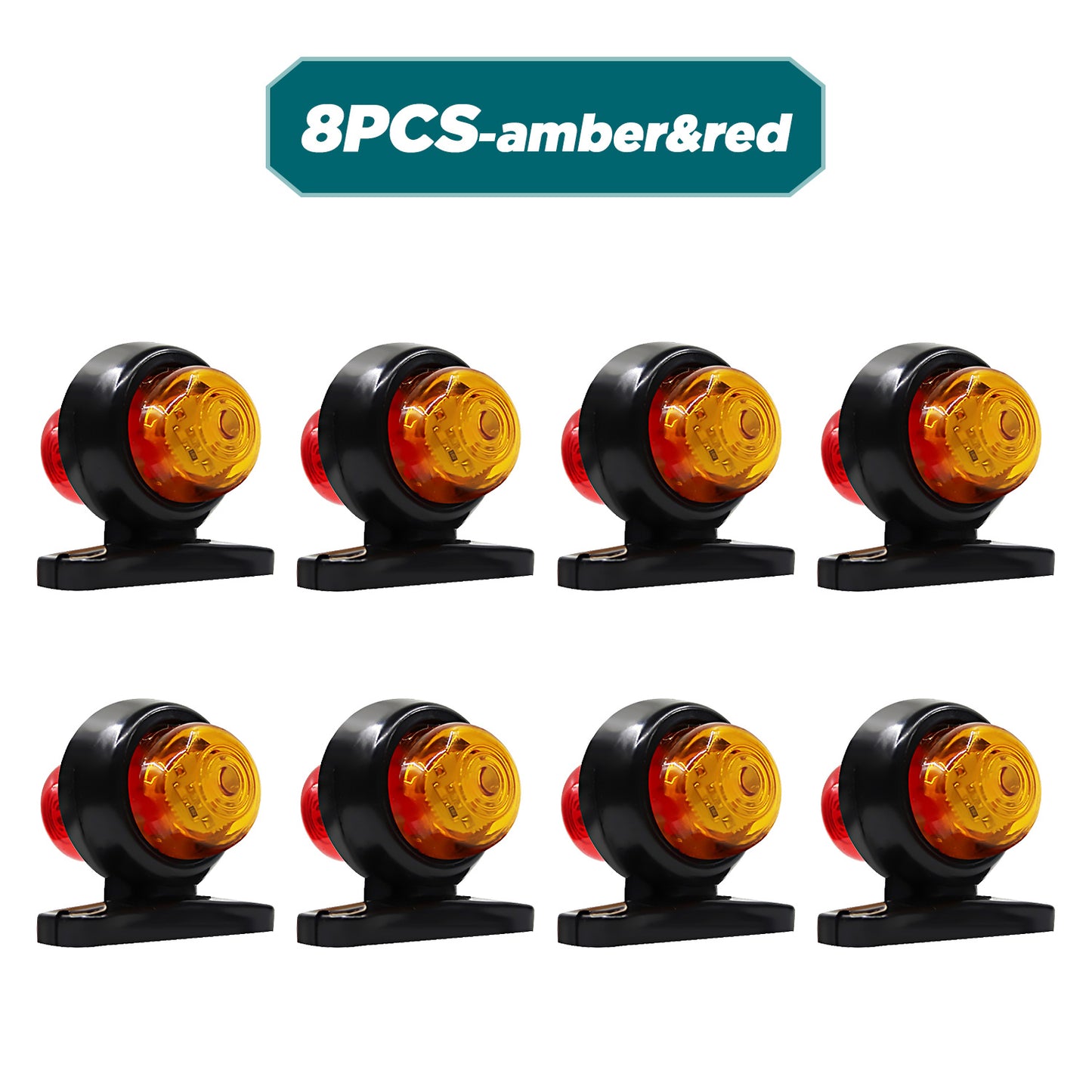 8pcs 12-24V Double-sided Car Truck Side Marker Light Red Amber Blinker Turn Signal Indicator Lamp for Trailer Lorry Caravan