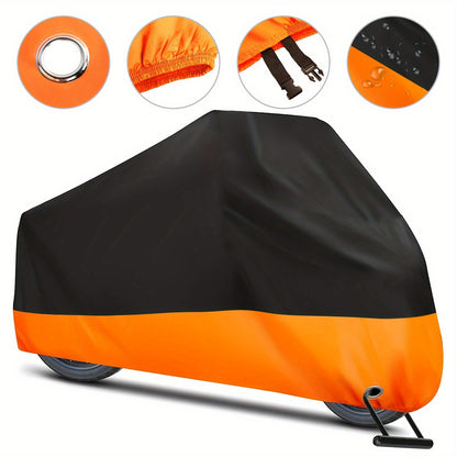 2pcs Set: 190T-3XL Motorcycle Cover And Towel - UV Protection, Waterproof, Tear-Resistant Fabric with Safety Features Including Lock Holes - Ideal for Outdoor Storage And Protection