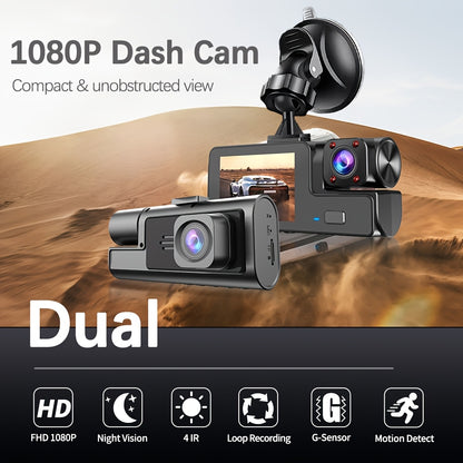 Front And Rear Dual-Lens! FHD 1080P Driving Recorder - Car Driving Recorder, Car Camera Infrared Night Vision Function, 170° Wide-Angle Car DVR Camera Loop Video Gravity Sensing Car Dashboard Video Camera, Automotive Parts Tachograph Christmas Gift