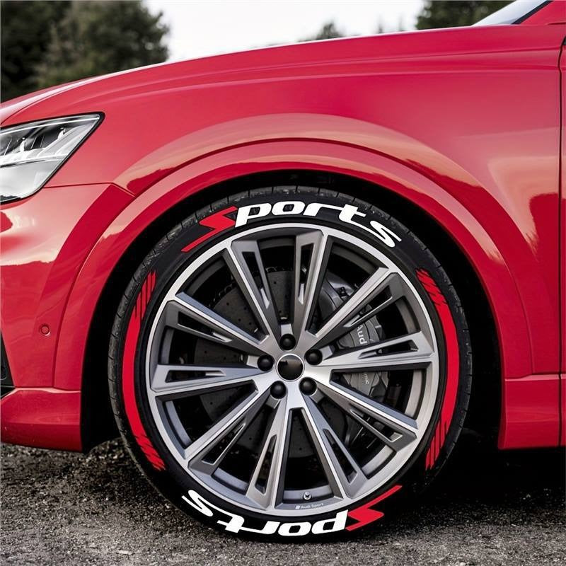 Pack of 8, Sport 1pc Quick Paste, Stickers, for Car/ Motorcycle Tire Stickers, PVC Material, Car Racing Performance Tire Letter Stickers, Car Modification Decoration, Cool Fashion Decals