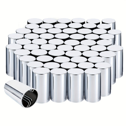 20pcs, 40pcs, Or 60pcs of 33Mm X 3 1/2" Lug Nut Covers Made from ABS Chrome Plastic, Designed for Push-On Fit for Hub Piloted Wheels, Complete Axle Cover Kits, And Lug Nut Covers Suitable for Semi Trucks And Trailers