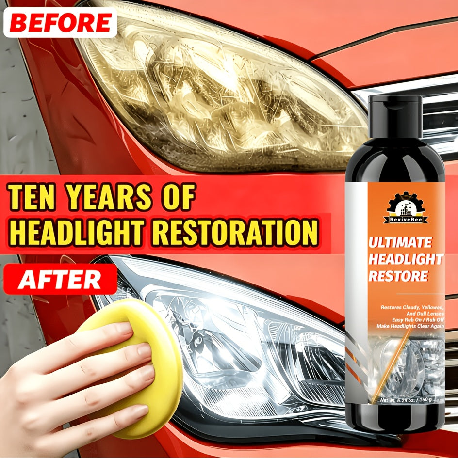 Automotive Headlight Repair Kit - Quick Refurbishment Solution, No Polishing Required, Instantly Clear Cloudy Lenses, Enhances Visibility & Brightness, Easy-to-Use Restoration and Care Kit for Car Headlight Maintenance, Headlight Cleaner