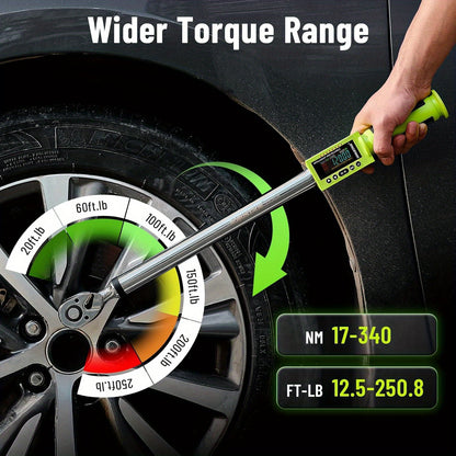 Robustrue 1/ 2" Drive Digital Torque Wrench 17-340Nm (12.5-250.8ft-lb) +-2% Accuracy - Electronic Torque Tester W/ Auto Alert for Auto Repair & Industrial