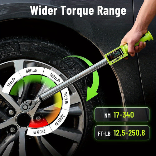 Robustrue 1/ 2" Drive Digital Torque Wrench 17-340Nm (12.5-250.8ft-lb) +-2% Accuracy - Electronic Torque Tester W/ Auto Alert for Auto Repair & Industrial